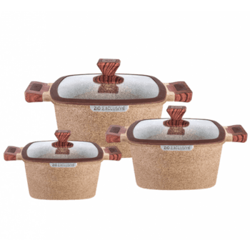 Zio Aluminium Casserole Set - ZCS-8350\S26 (Beige)