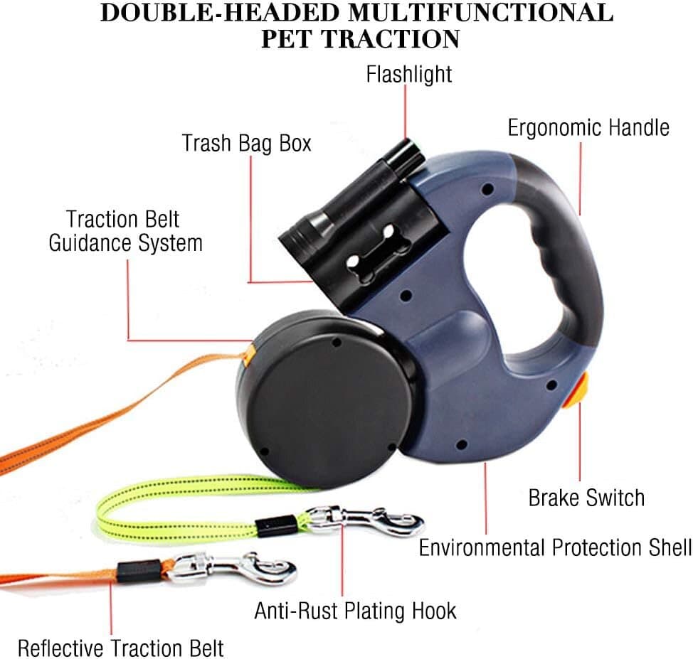 Double Retractable Leash - 3m 5