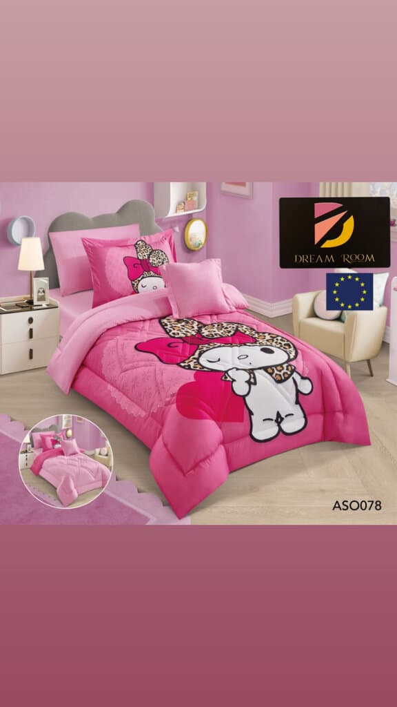 Dream Room Premium 3-Piece Comforter Bedding Set with Fitted Sheet - Pink 1