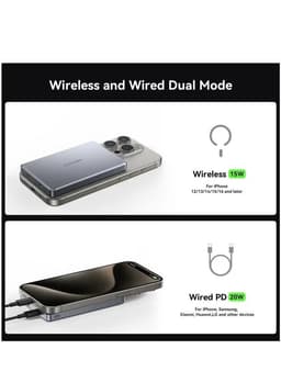 پاوەر بانکی بێوایەری مەگنۆناتی Joyroom JR-PBM08 Pro بە توانای 10000mAh و 20W – کانزایی و زۆر تەنک — photo 3