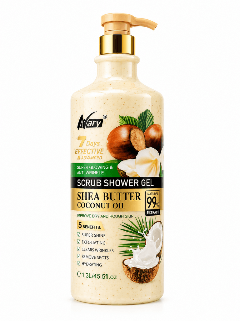 Nary Exfoliating Scrub Shower Gel with Shea Butter & Coconut Oil - 1.3L