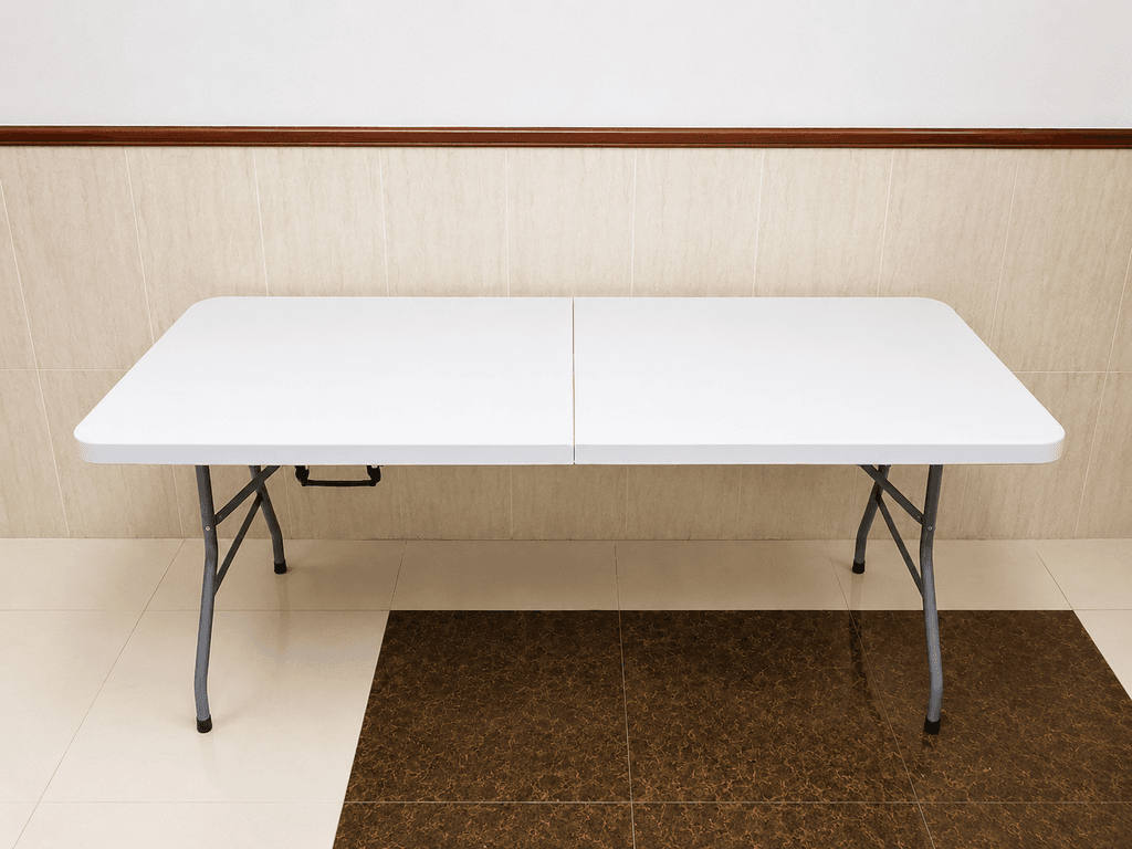 Portable 6ft Folding Table - Heavy-Duty White Utility Table for Events and Dining