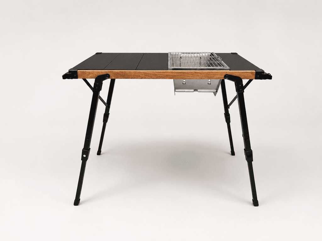 Portable Camping Grill Table (75x38cm) - Compact Black Outdoor BBQ Table