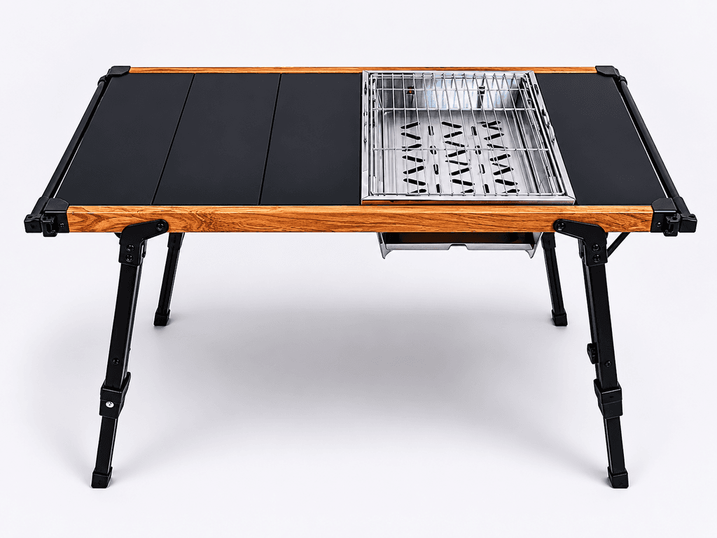 Portable Camping Grill Table (75x38cm) - Compact Black Outdoor BBQ Table — photo 2