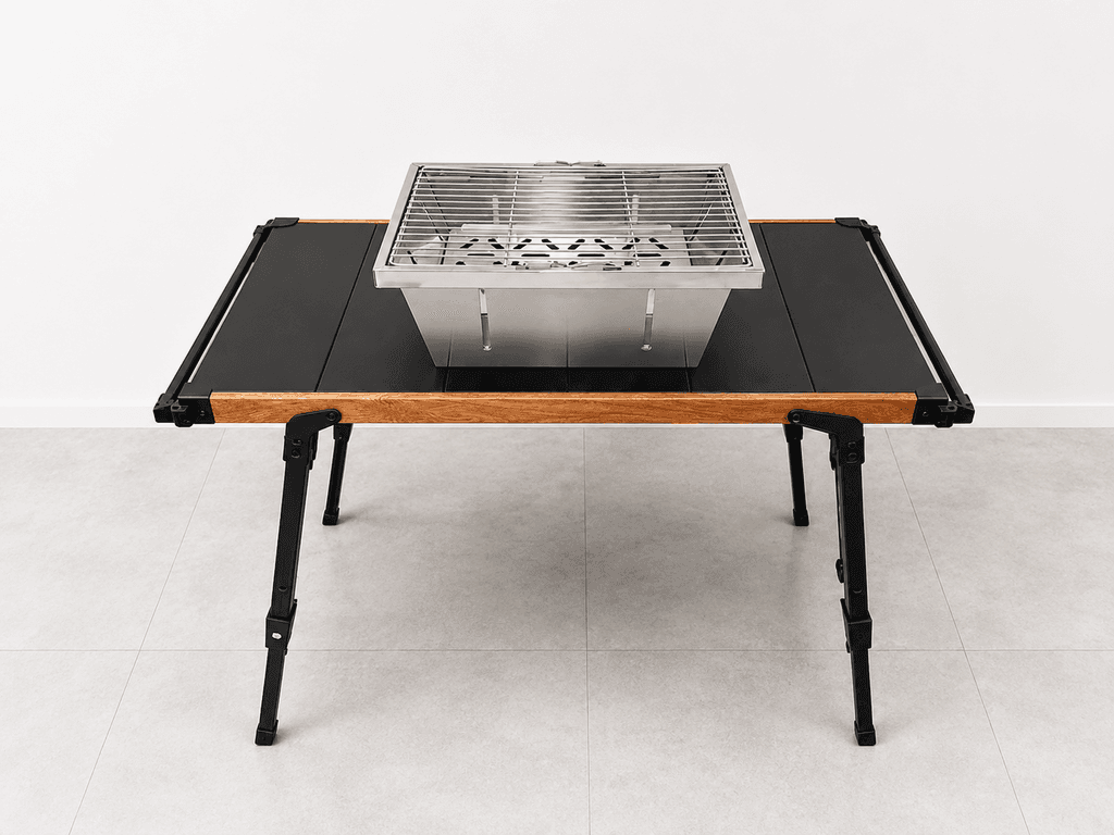 Portable Camping Grill Table (75x38cm) - Compact Black Outdoor BBQ Table — photo 3