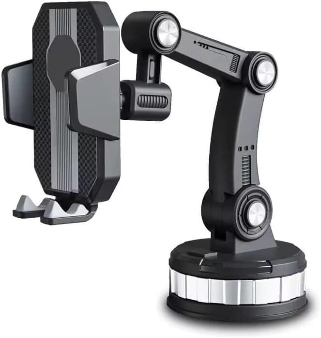 Universal 360-Degree Rotating Car Mobile Holder - Vent & Dashboard Mount (Black)