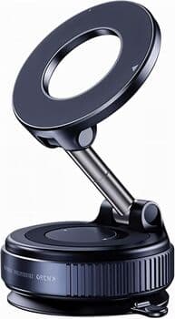 K007 Vacuum Suction Magnetic Car Phone Mount - 360° Rotating Portable Holder (Black)