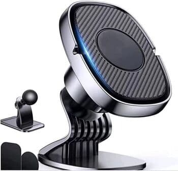Universal Metal Magnetic Car Phone Mount - 360° Rotatable Dashboard Holder (Silver)