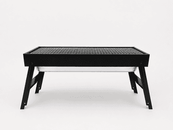 Portable Charcoal BBQ Grill with Foldable Legs - Black Compact Outdoor Grill