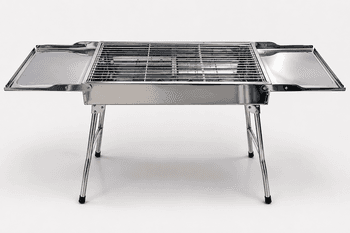 73cm Portable Stainless Steel BBQ Grill with Folding Legs - Silver