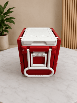 Portable Folding Picnic Table Set with Built-In Cooler and Foldable Stools - Red — photo 2