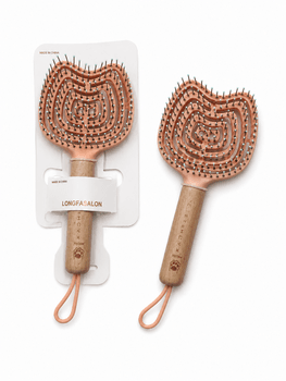 Longfasalon Kids Wooden Massage Comb with Flexible Hollow Design - Pink
