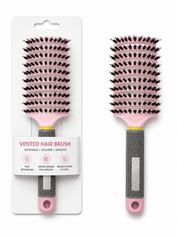 Fast Drying Curved Vented Hair Brush for Natural Volume and Styling - Pink — photo 1