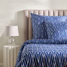 Blue with White Geometric Pattern