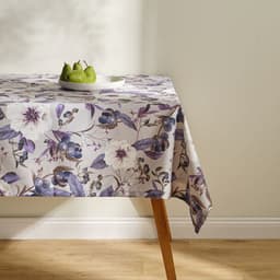 Light Gray/Cream with Purple/Plum/Blue/Brown Botanical Motif