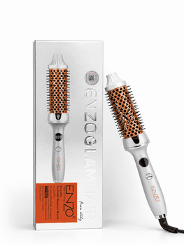 Enzo Al-Curl Thermal Blowout Brush - Professional Blower Brush for Salon-Fresh Hair - Silver