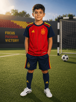 طقم تیشیرت وشورت كرة القدم للأطفال للمنتخب الإسباني من Adidas - أحمر (المقاس 22) — photo 1