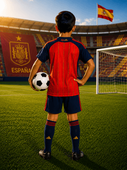 طقم تیشیرت وشورت كرة القدم للأطفال للمنتخب الإسباني من Adidas - أحمر (المقاس 22) — photo 2