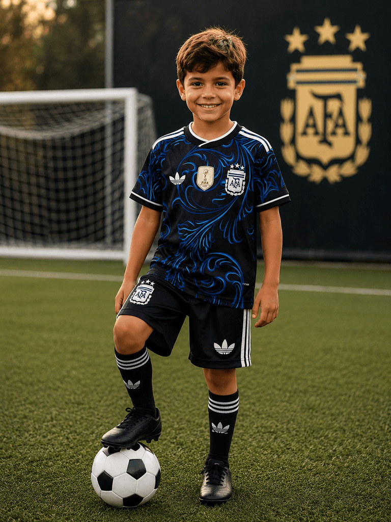 Official Adidas Kids Argentina National Team Dress & Shorts Set - Black (Size 22)