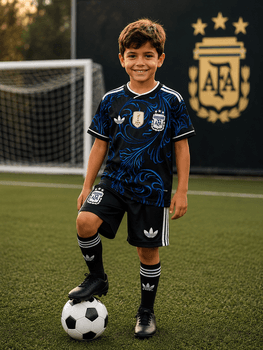 طقم تیشیرت والشورت الرسمي للأطفال للمنتخب الأرجنتيني من Adidas - أسود (المقاس 22)