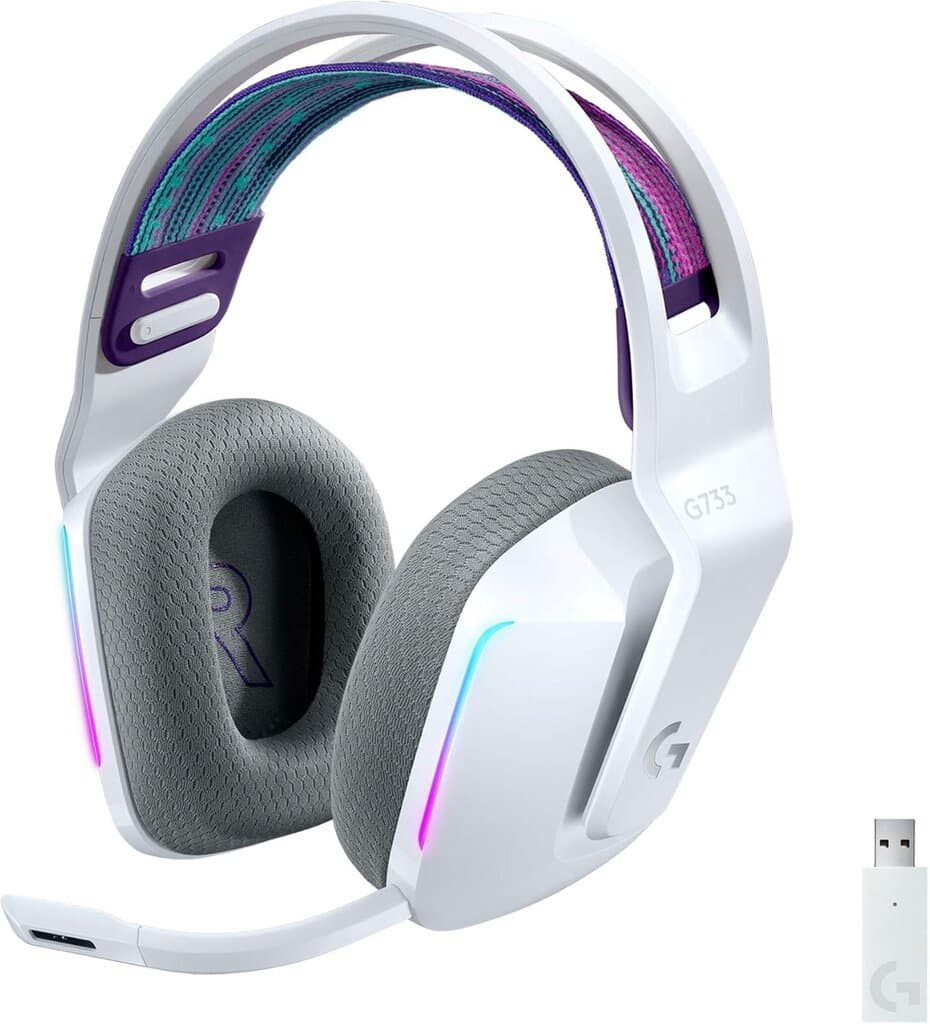 Logitech G733 LIGHTSPEED Wireless Gaming Headset: RGB, White