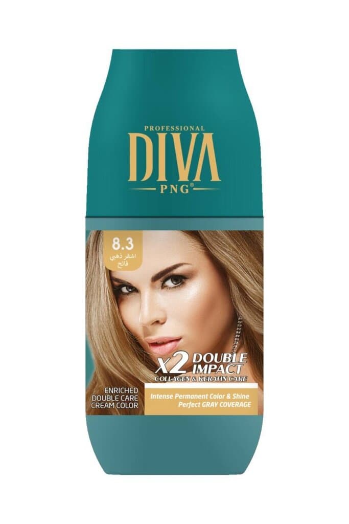 صبغ شعر ديفا بروفشينال بالكرياتين | اشقر ذهبي فاتح 8.3 من Diva
