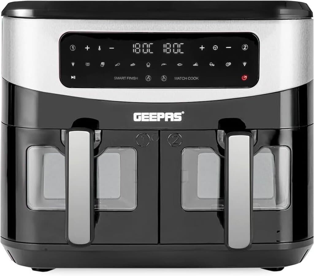 Geepas Dual Basket Digital Air Fryer 9L - GAF37525UK (Black)