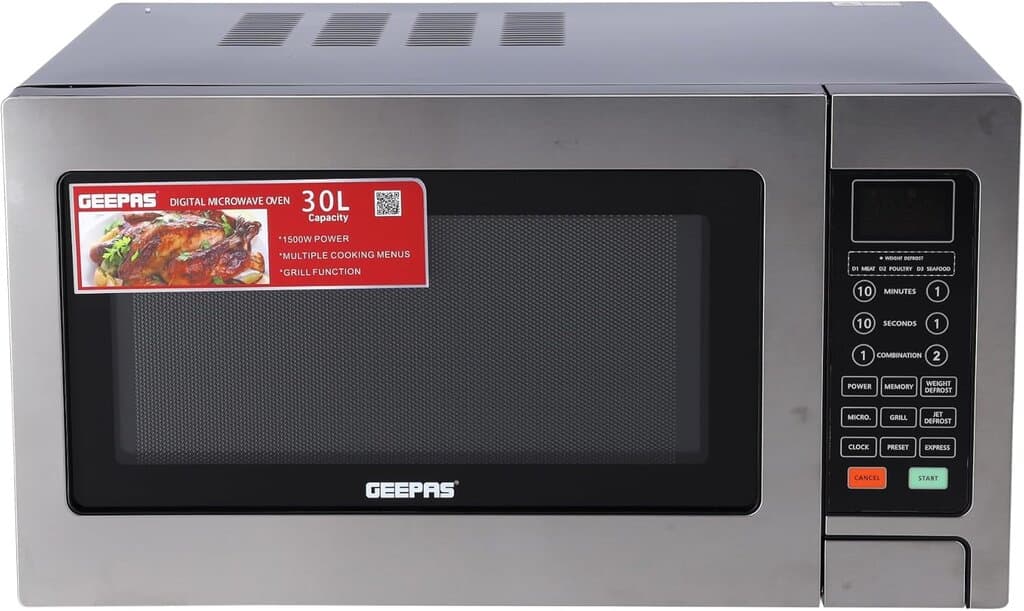 Geepas Digital Microwave Oven 30L - GMO1897 (Silver)