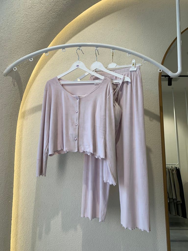 Women's 3 Piece Pajama Set - Light Purple (S)