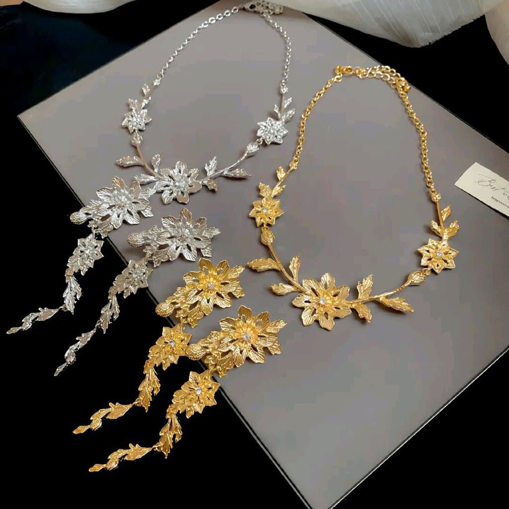 Gold Statement Flower Vine Choker