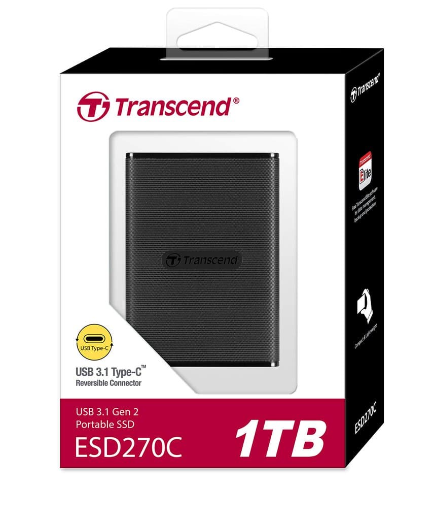 Transcend ESD270C 1TB External SSD for iPhone/iPad/Mac/Windows/Android, PC/Laptop/Tablet/TV/Game Con
