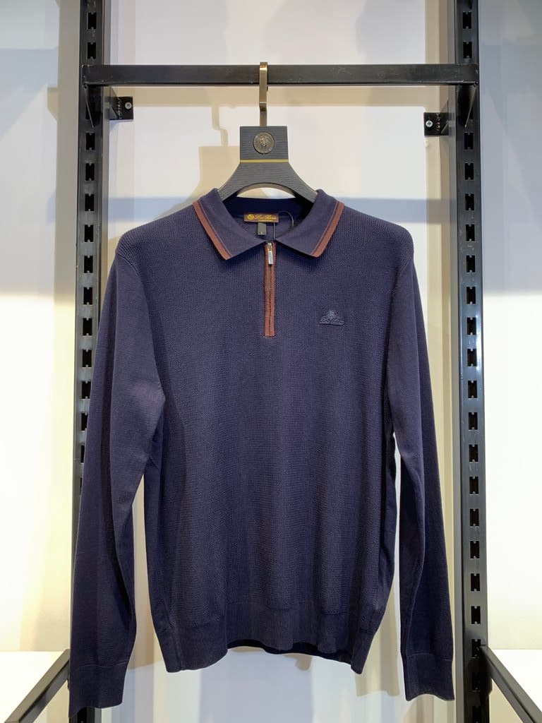 Loro Piana Men's Tricot T-Shirt - Navy Blue (L)