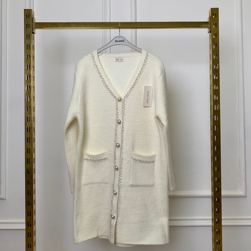 WEI TAO Women's Long Wool Coat - White (Free Size)