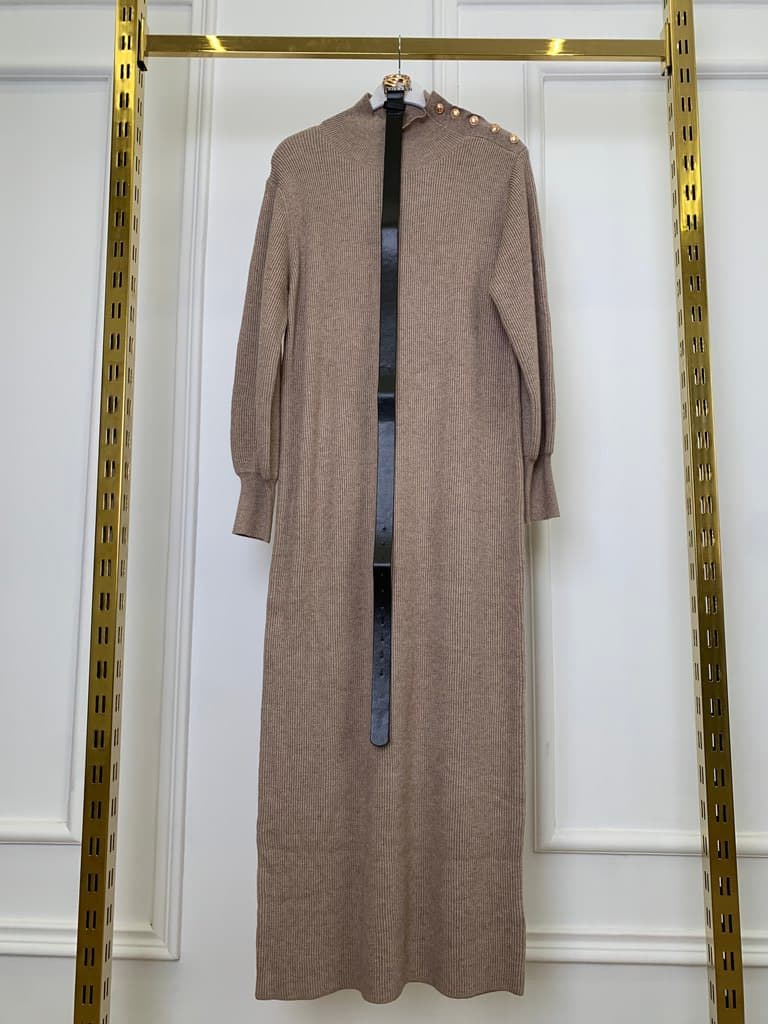 Strada Women's Wool Long Dress - Brown