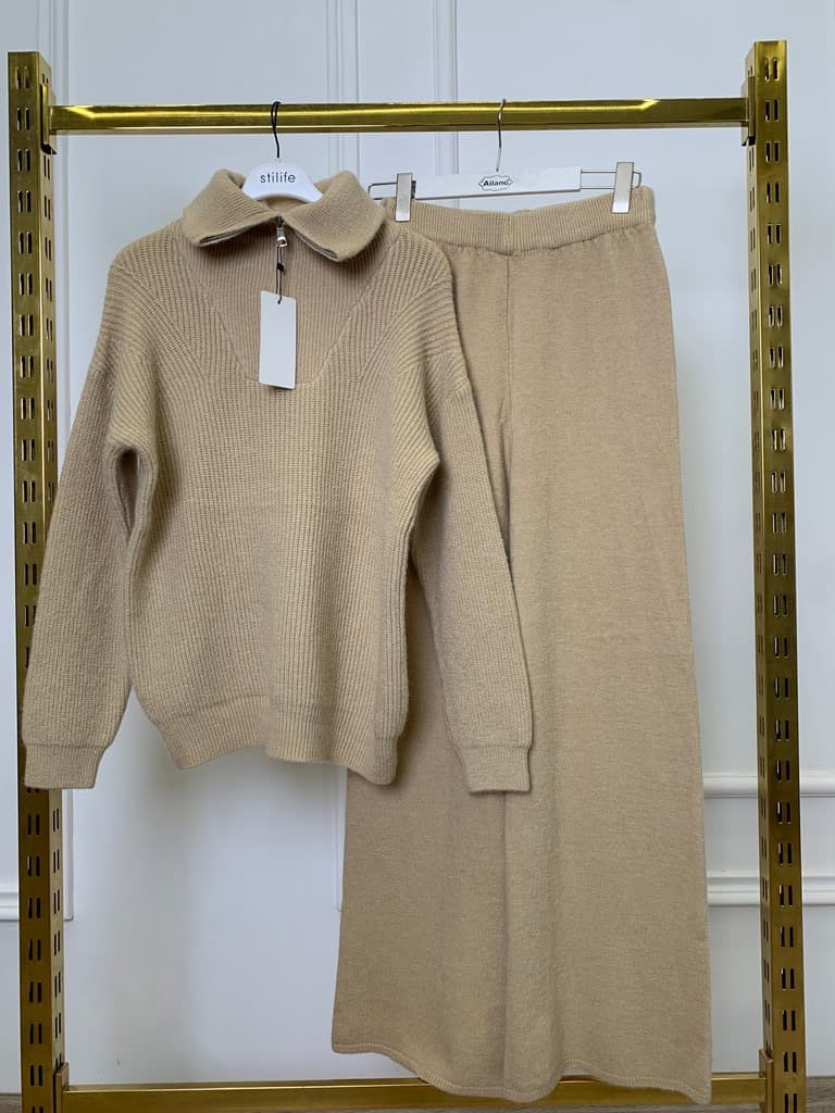 Ailand Women's Wool Blouse & Pants Set - Light Brown (Free Size)