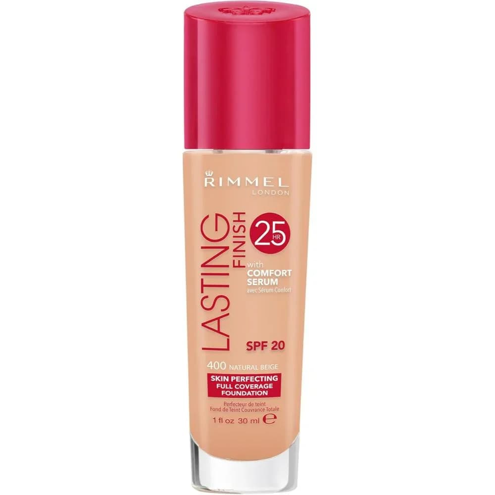 Rimmel London Lasting Finish 25HR Full Coverage Foundation with Comfort Serum SPF 20 (Natural Beige)
