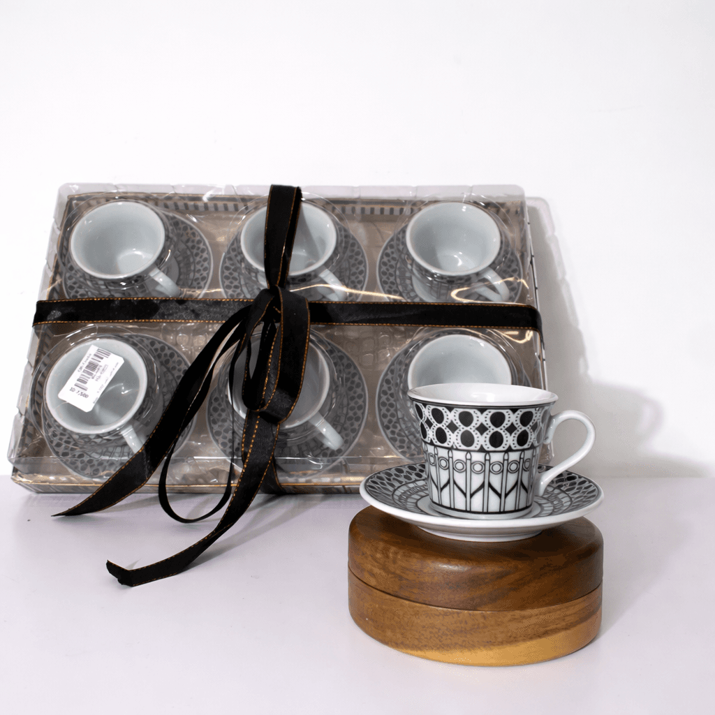 Porcelain Coffee Cup Set - Black (6 Piece)