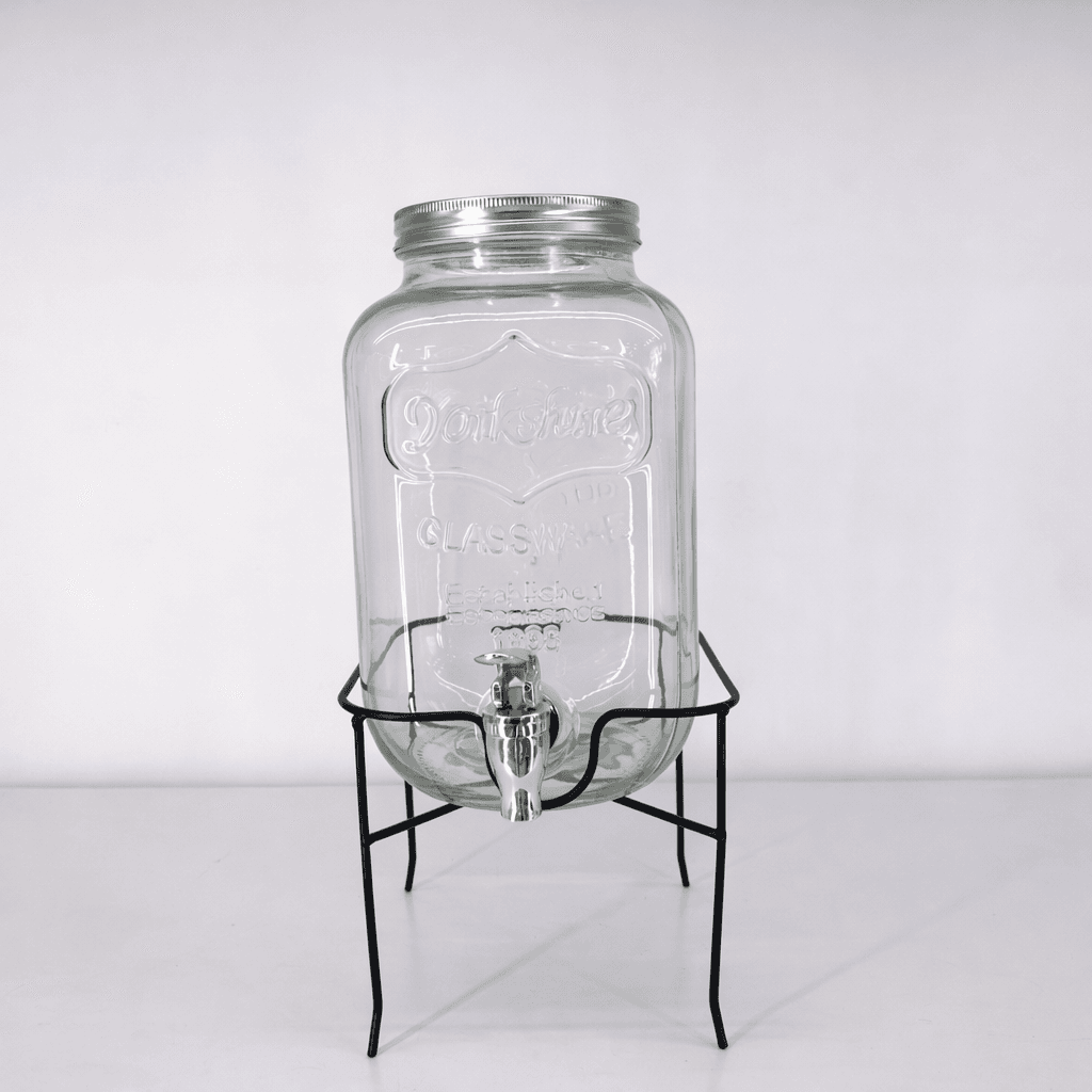 Glass Beverage Dispenser with Metal Stand