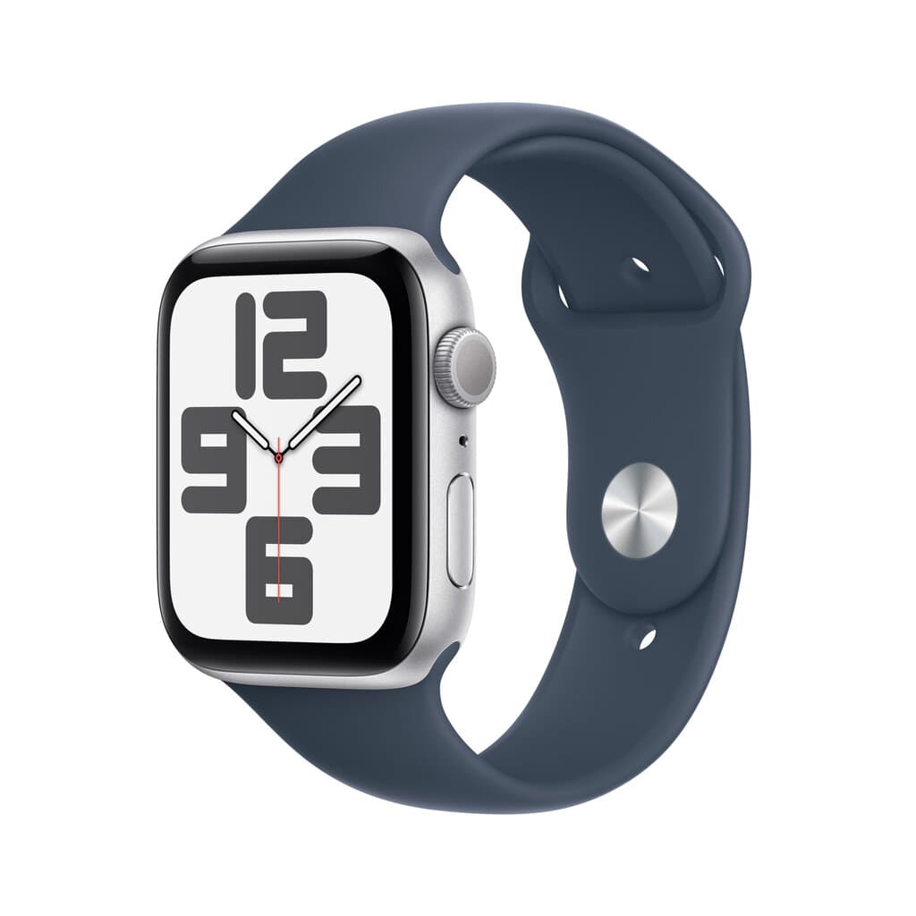 Apple Watch SE - Silver Aluminium Case with Storm Blue Sport Band, 44mm