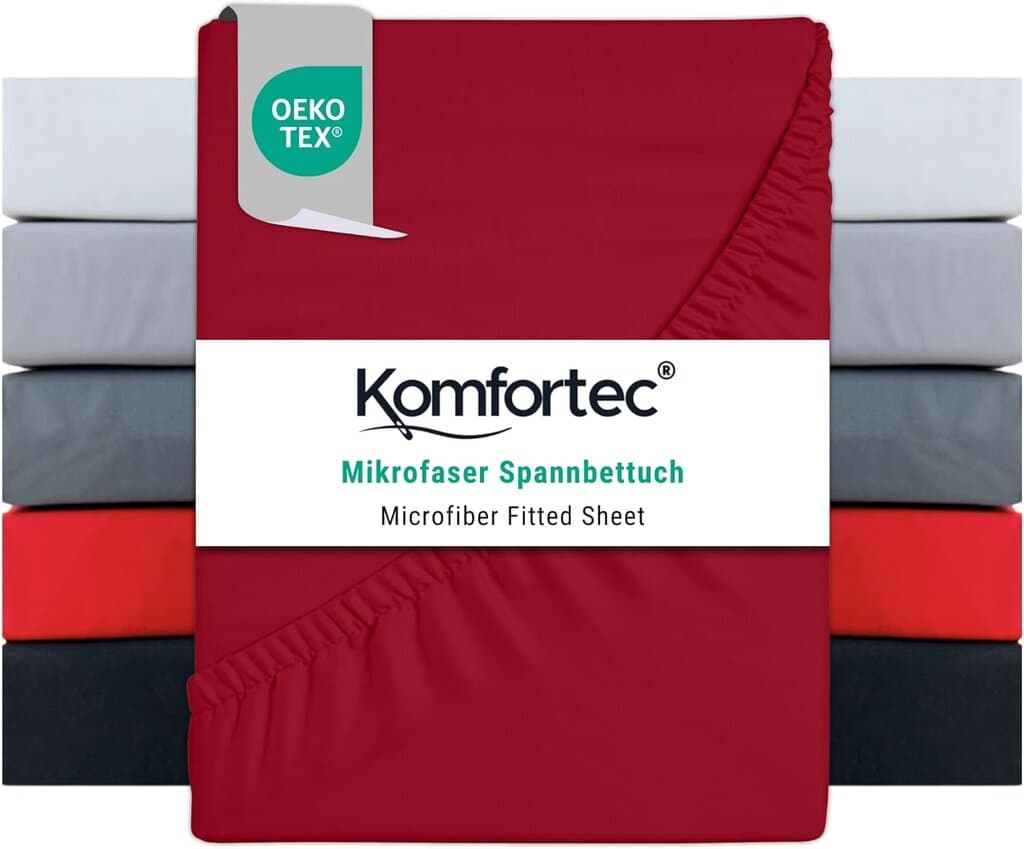 Komfortec Cotton Fitted Sheet - 200*200 cm - Red