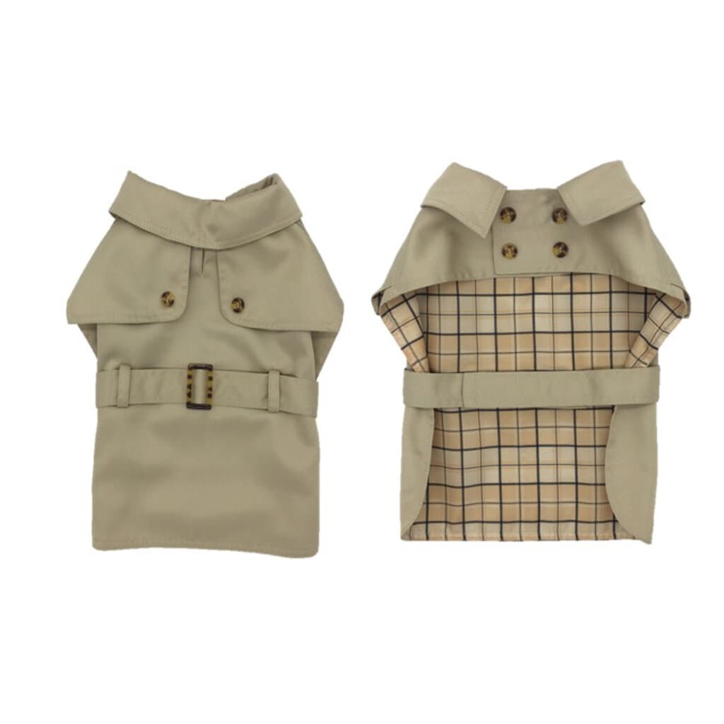 Dog jacket trench coat beige - S