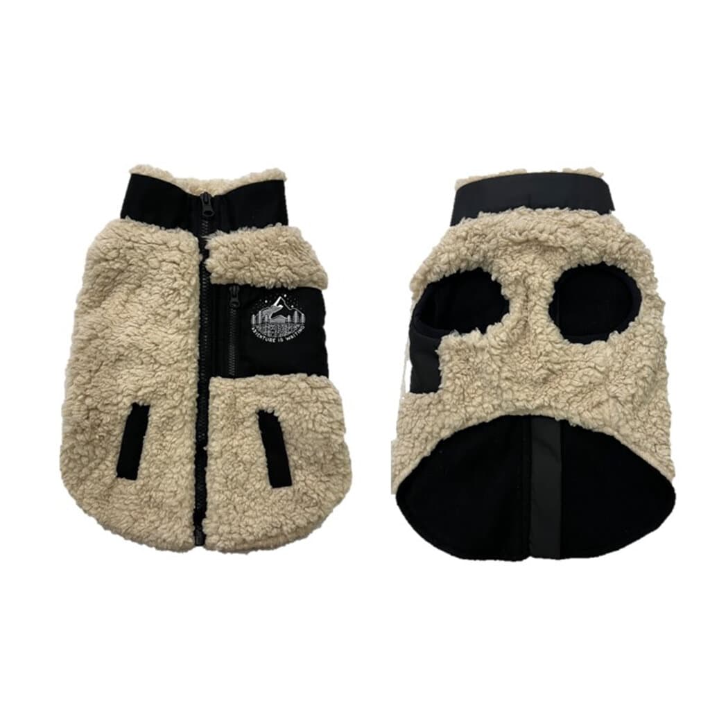 Dog jacket sheep skin black/white - XS