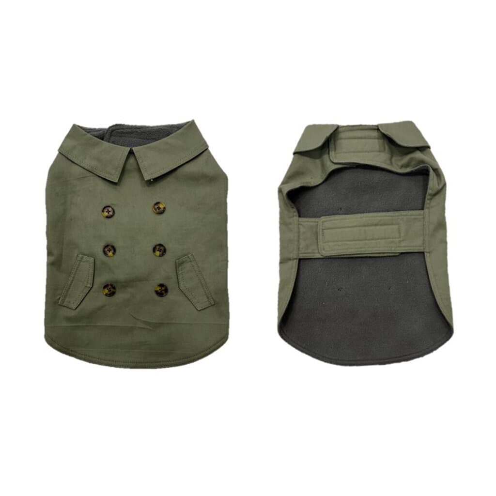 Dog jacket trench coat green - XS