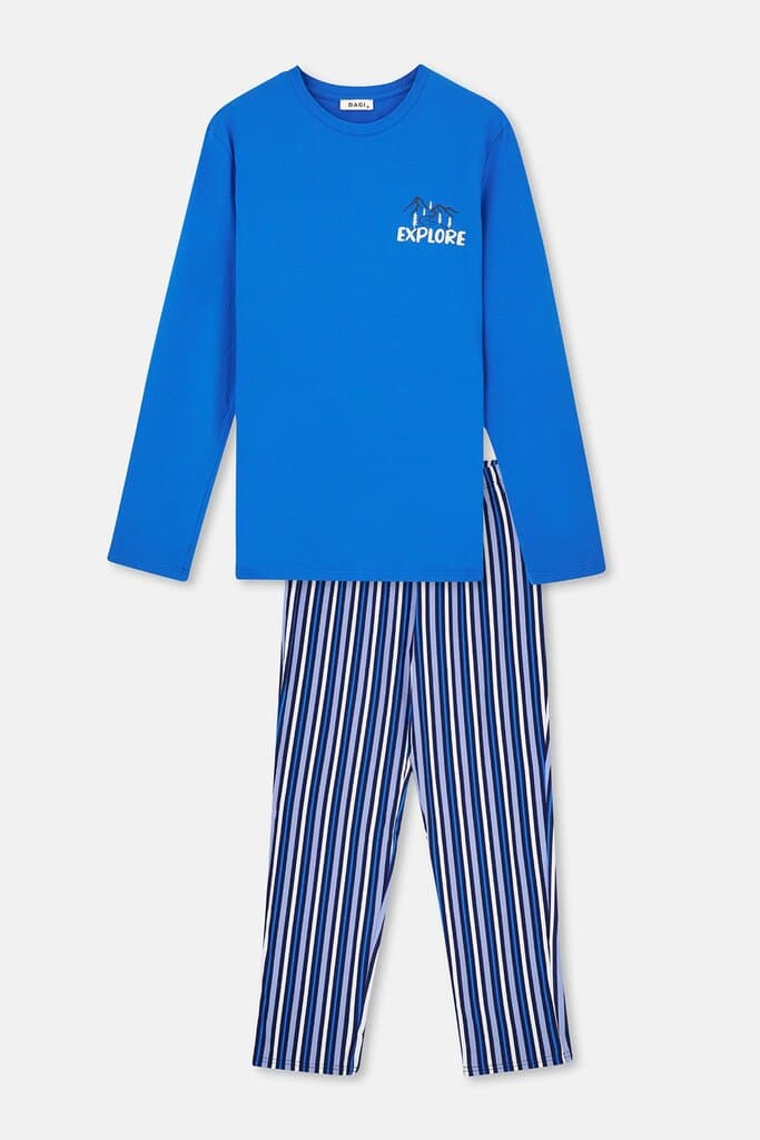 Dagi Men's Blue Long-Sleeve Pajama Set