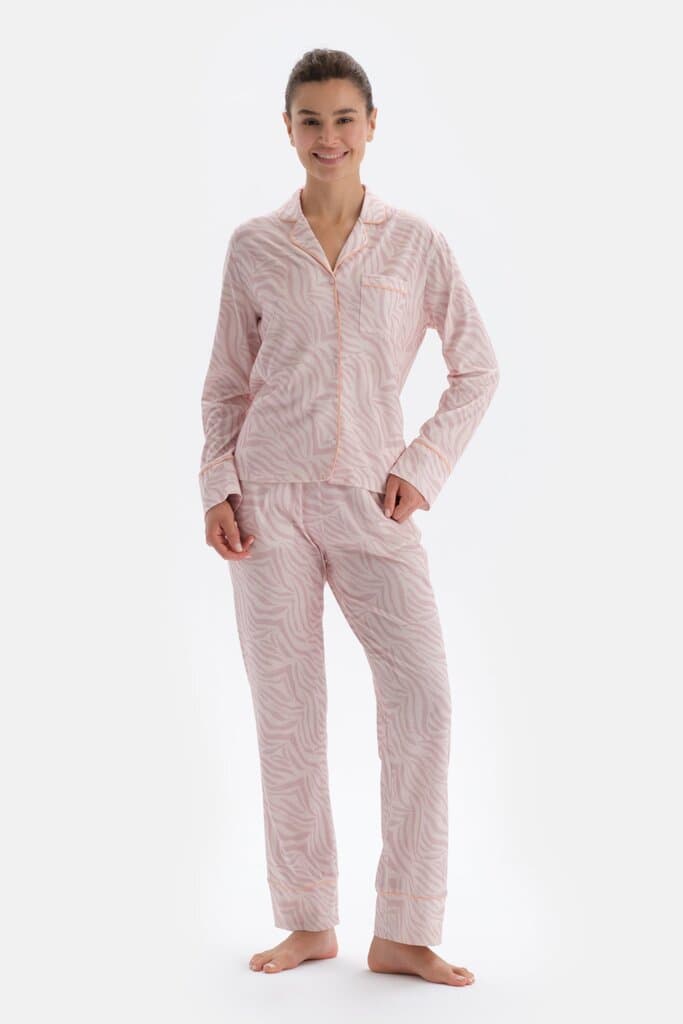 Dagi Printed Pyjama Set with Lace Detail