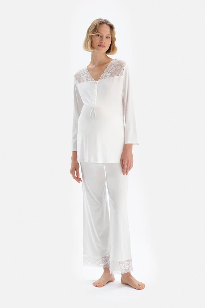 Dagi Maternity Pajama Set with Lace Trim