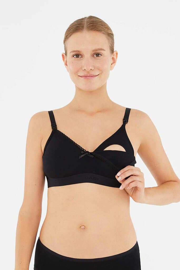 Dagi Black Cotton Wireless Nursing Bra
