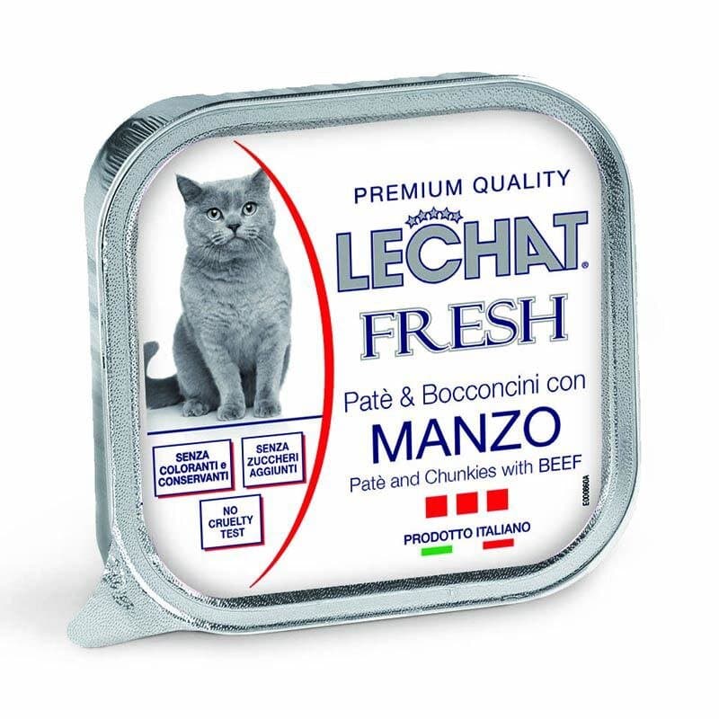 LeChat Fresh Adult Paté and Chunkies with Beef - 100g