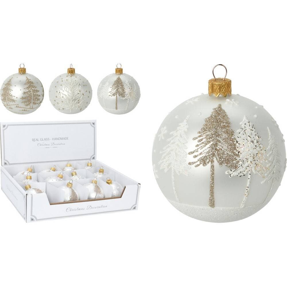 Koopman Xmas Ball Tree 80Mm 3Ass White