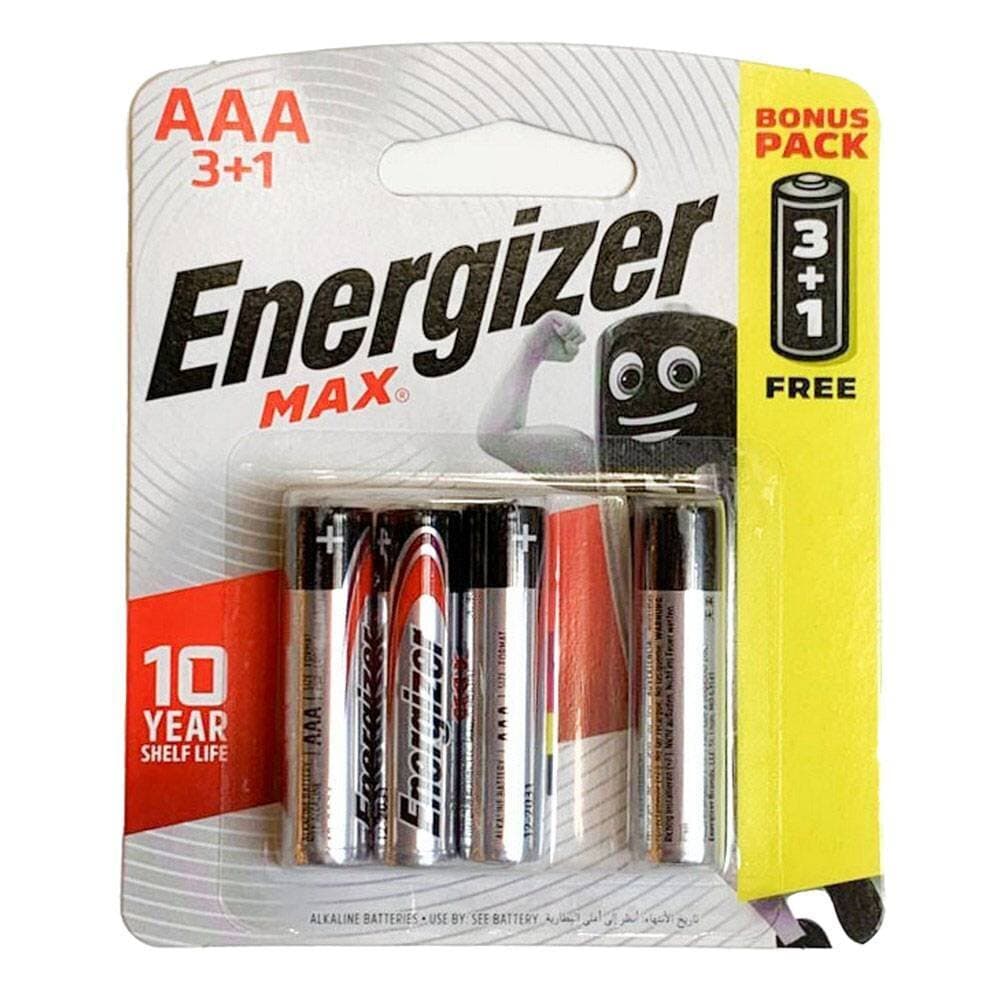 Energizer Max Batteries 1.5V AAA Lr03 (3 Pack - 1 Free)